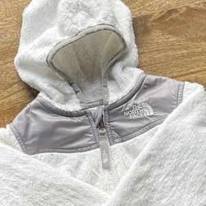 North Face Winter White Gray Full Zip Sherpa Fleece Jacket Little Kids Girls 2T